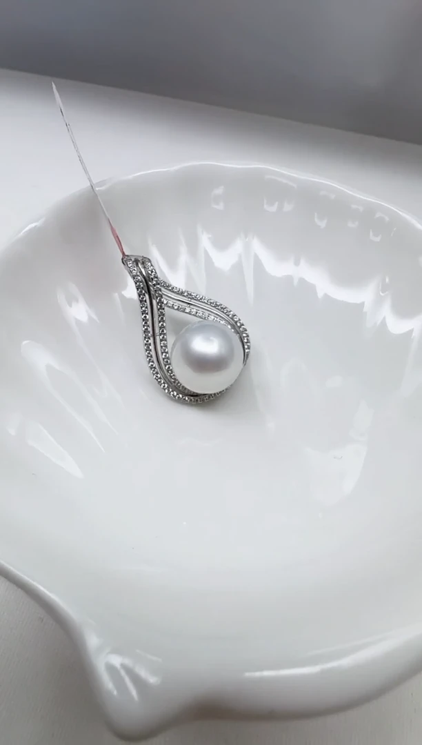 【闪购商品】海水珍珠AQ银S925镶嵌海水珍珠吊坠@@V425