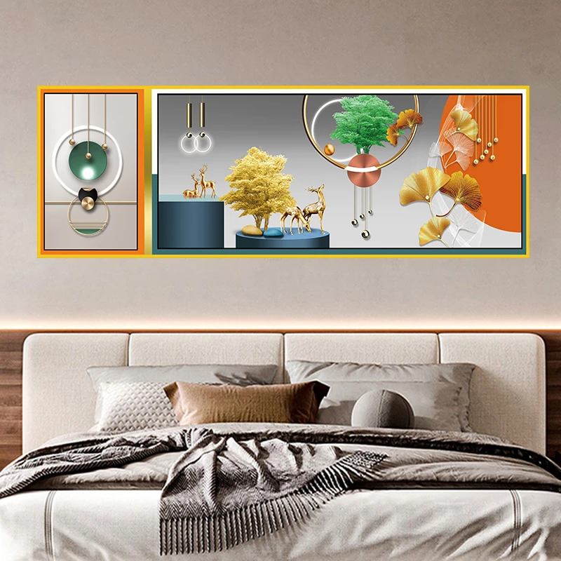 兴旺之鹿卧室床头画卧室挂画宾馆酒店客厅房间主卧室床头装饰挂画