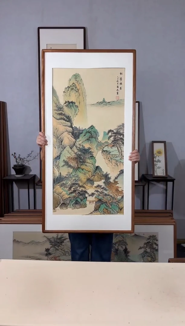 国画手绘*松亭雅居*62*122cm带框发货