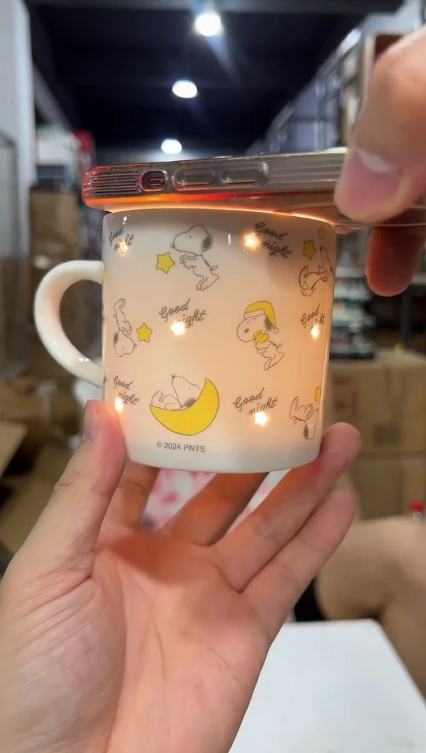 瓷片黄色史努比满印月亮咖啡杯