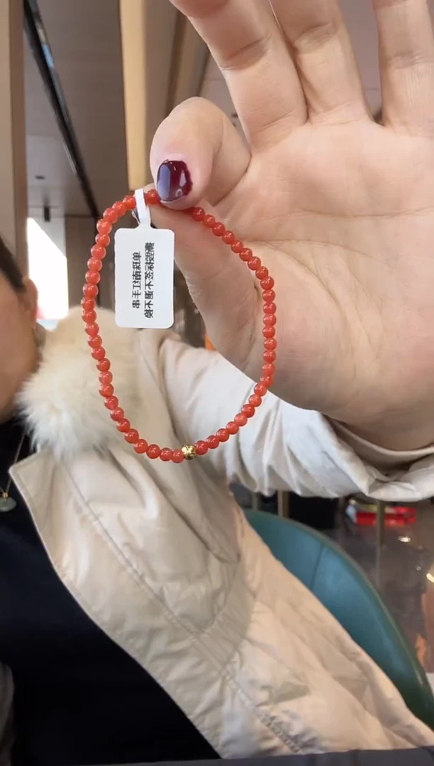 银S925镀金镶嵌手串南红玛瑙单珠南红手串