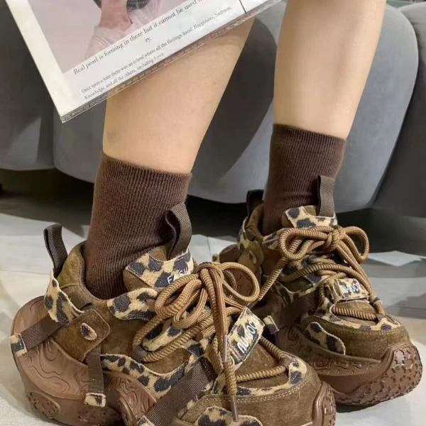 YY欧货潮牌复古豹纹厚底老爹鞋9905-303