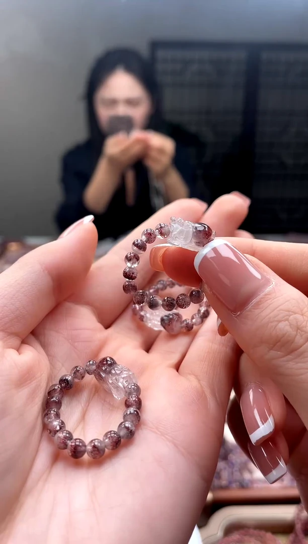 未镶嵌戒指水晶【迎迎甄选】超七金草莓貔貅戒指  多样性发一