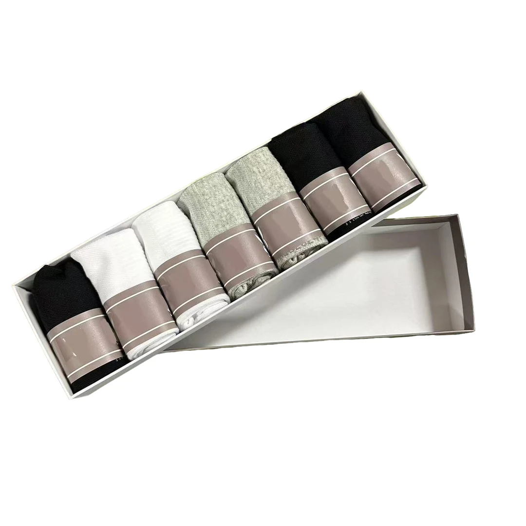 袜子7双均码灰色盒装中筒袜