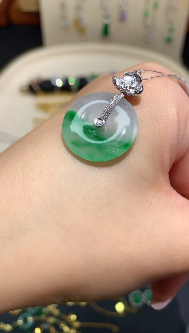 翡翠18K金镶嵌吊坠(不含链)吊坠A75|4800