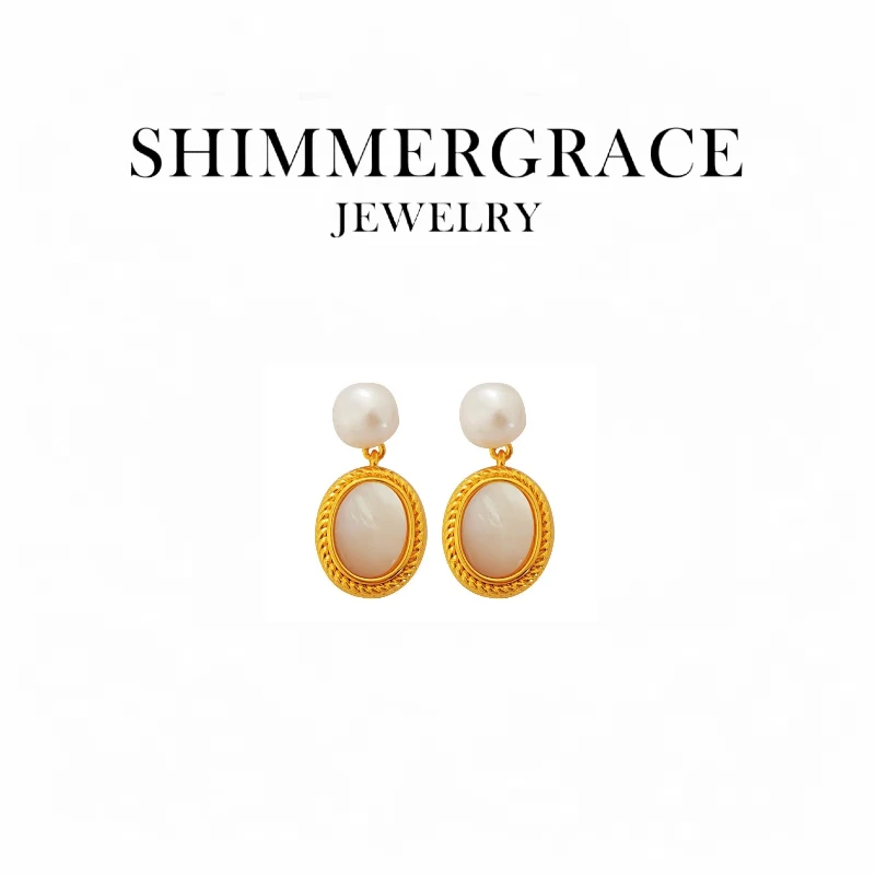 铜合金耳饰 【优雅小姐】复古宫廷风椭圆形S925银针秋冬 耳环 2052