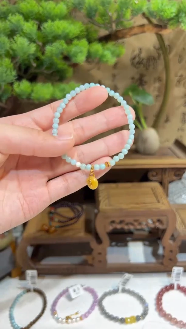 未镶嵌针钠钙石（海纹石）手链手饰@@