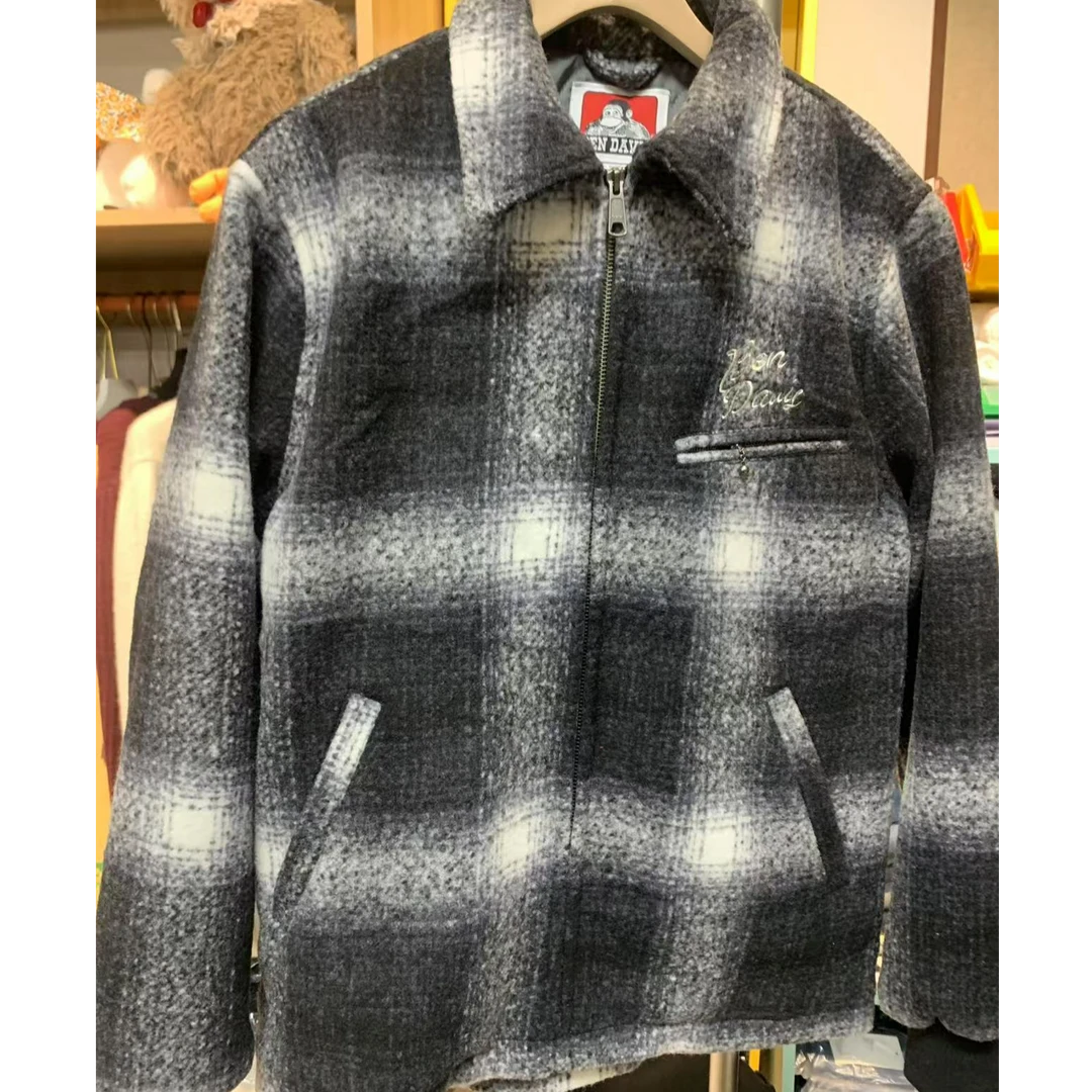 日线BD秋冬男女同款翻领刺绣呢子棉服