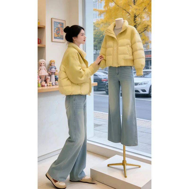 XIUSHUI【落日黄昏T】设计感韩系拼接棉服2026秋冬新款加厚保暖外套