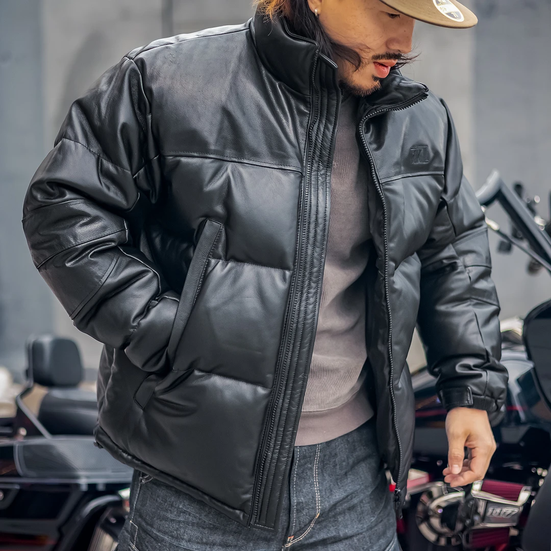 Sunny复古 羊皮Bemas羽绒服 美式复古工装羽绒加厚休闲男士冬季