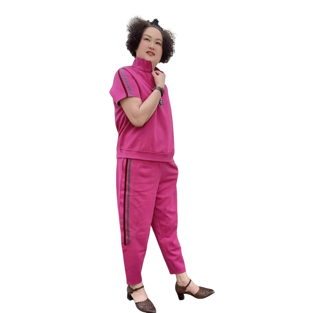 6616半拉链小标夏季洋气显瘦女士休闲套装-564时尚百搭夏季减龄