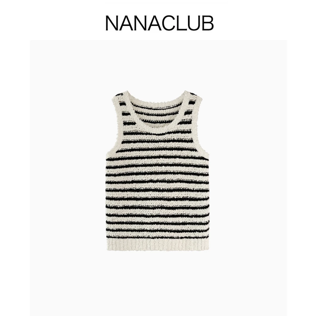 NANACLUB CD结子纱条纹背心 进口机不规则纹理 精致立体有型百搭