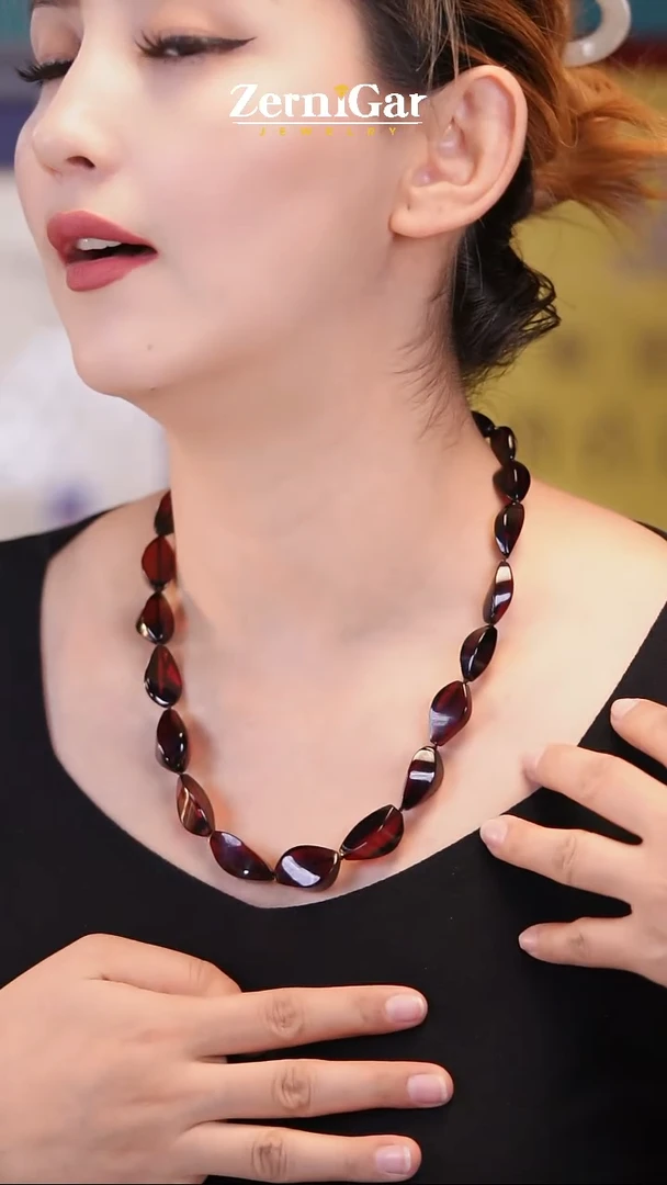 琥珀颈饰未镶嵌天然琥珀项链