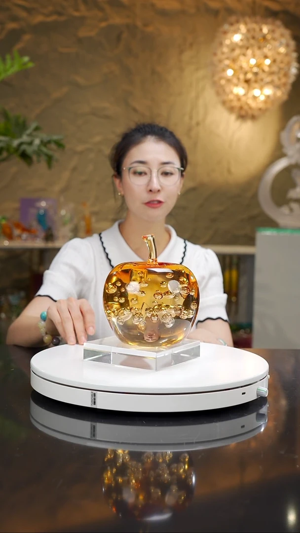 琉璃手工艺品琥珀色气泡款苹果摆件