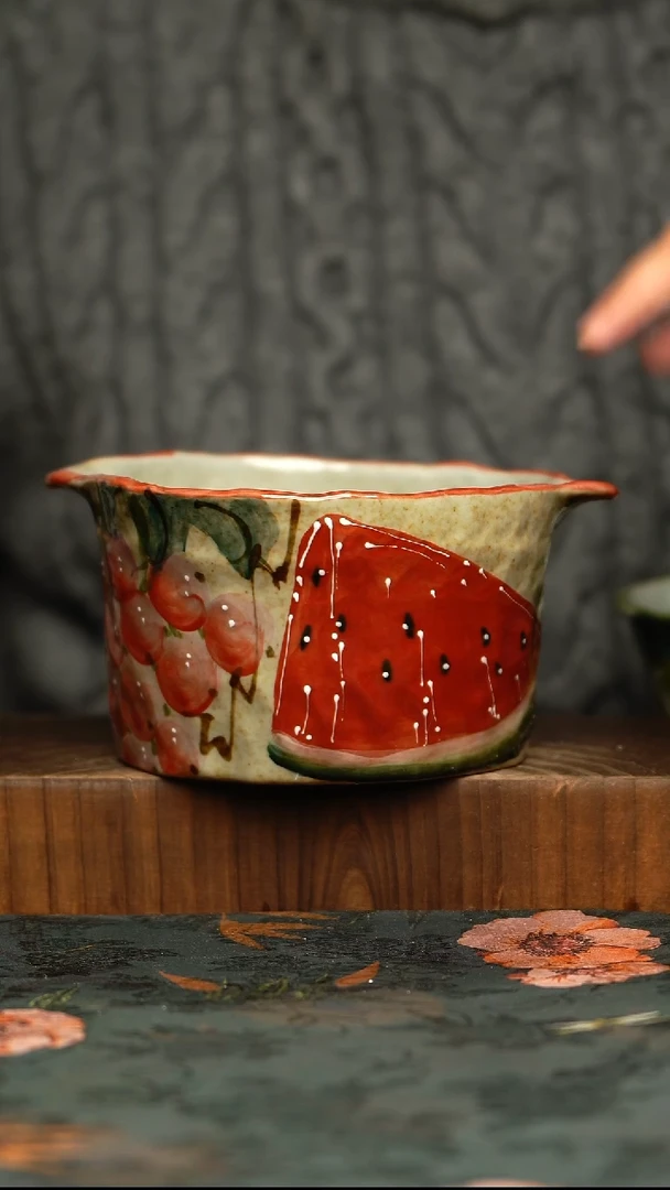 杯釉下彩手工手绘同款陶器