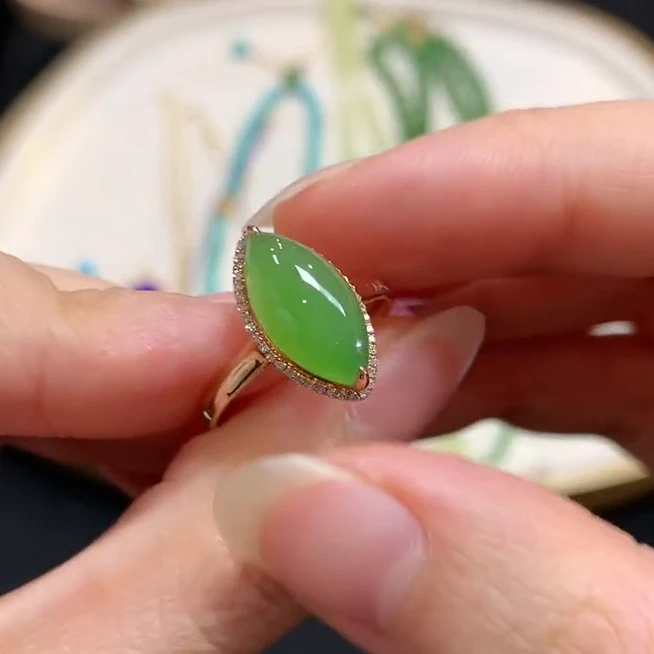 和田玉戒指-18K-LB19-MQ|BHT1