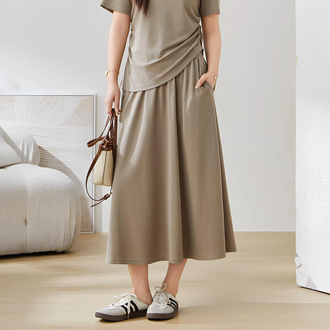 采多宝大码女装褶皱收腰高端气质设计感（单件）半身裙 EXBQ5358