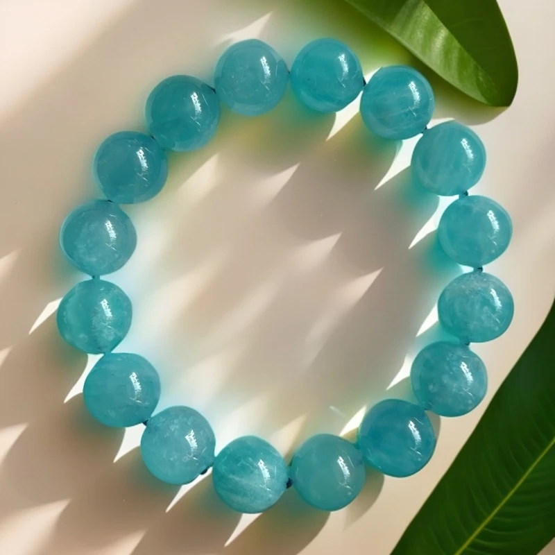 天河石手串蓝色手链女款百搭时尚单圈饰品轻奢素圈手串精美简约