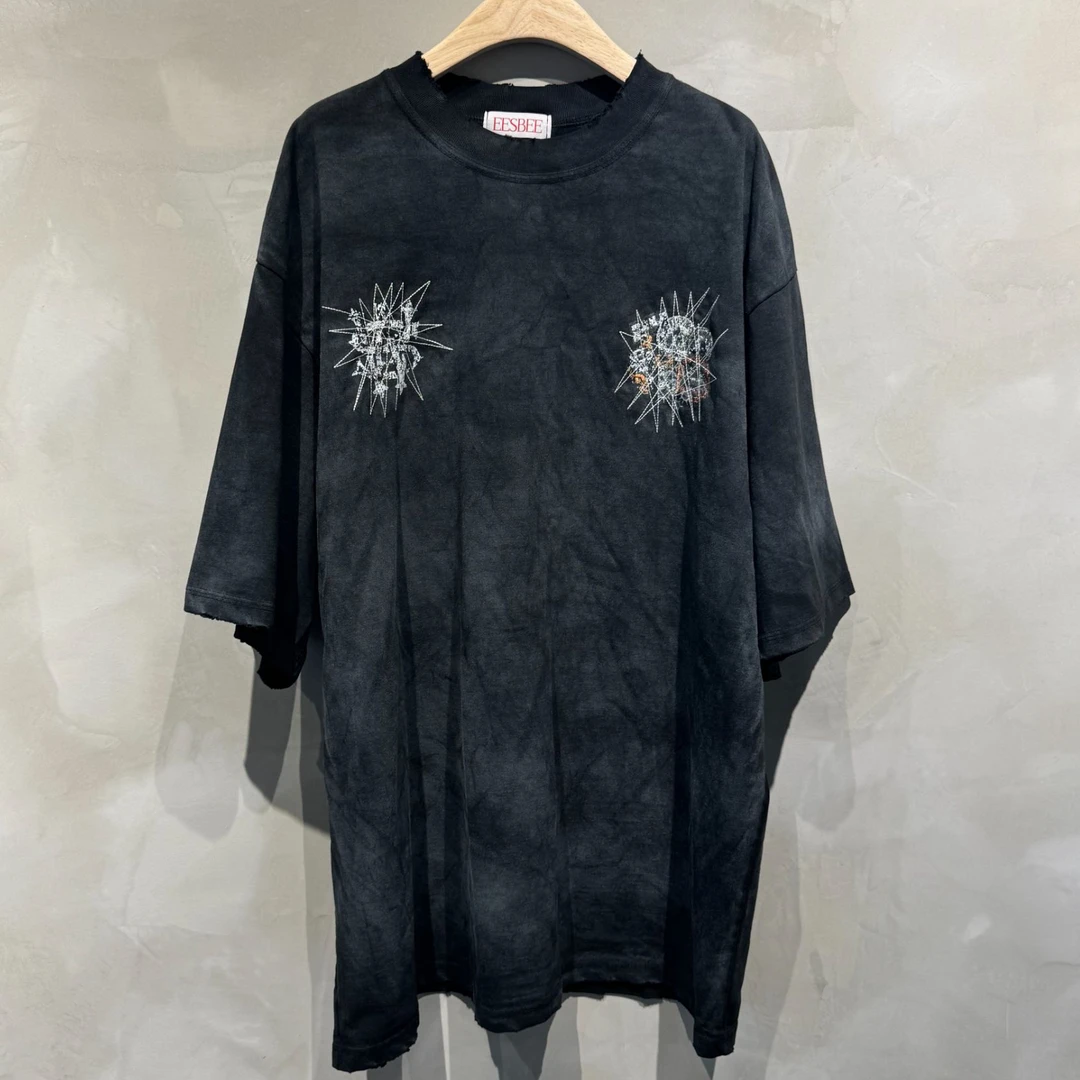 韩国新款刺绣装饰短袖