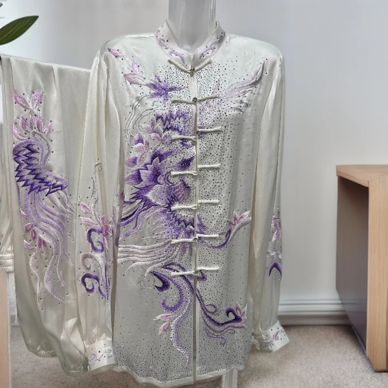 【定制商品15天发货】太极拳表演服竞技比赛服真丝纺丝刺绣绣花彩服