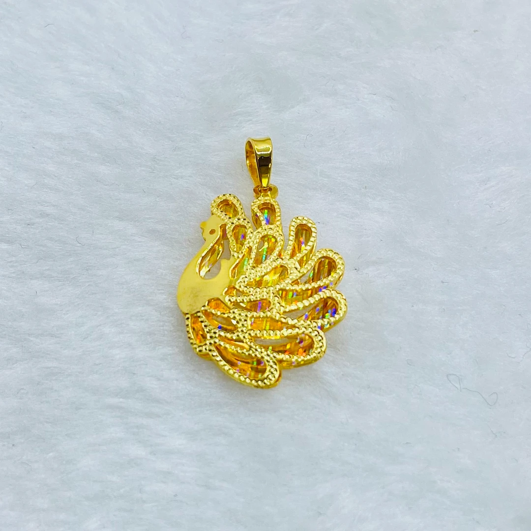 足金999 七彩孔雀吊坠 【T5】