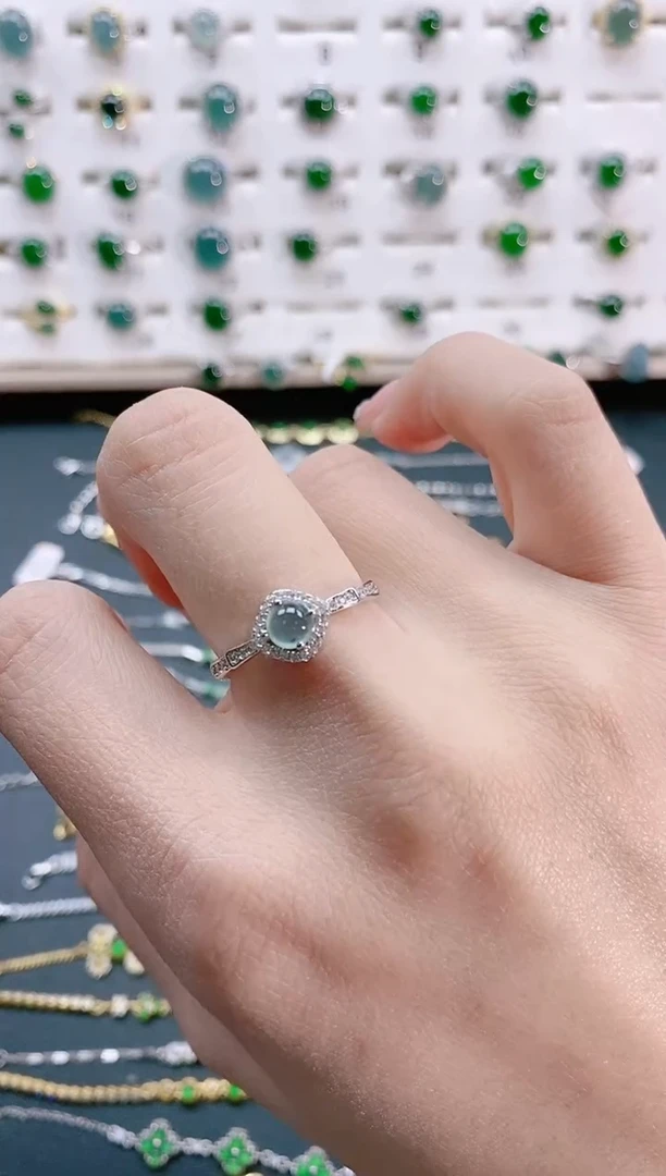 【闪购商品】翡翠戒指银S925镶嵌天然翡翠