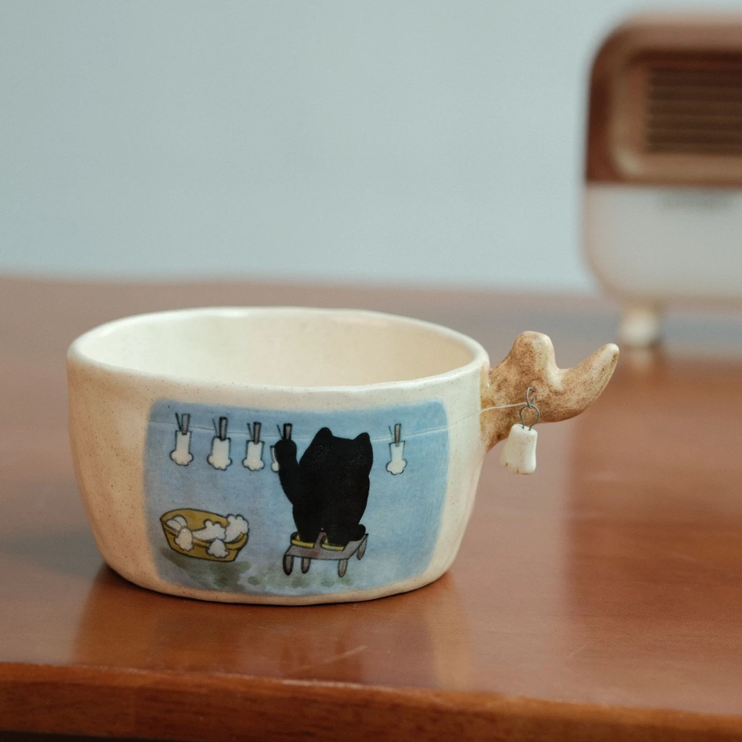 可爱手绘陶瓷杯晾袜子杯