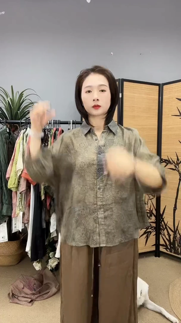 国风苎麻印花小衫