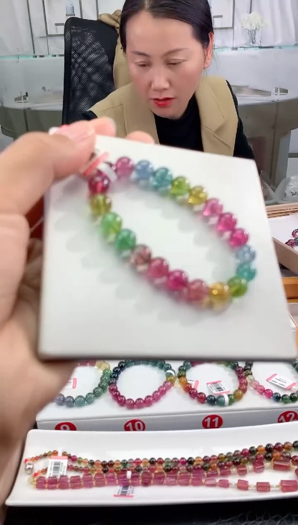 手链银S925镶嵌碧玺多样性发一条