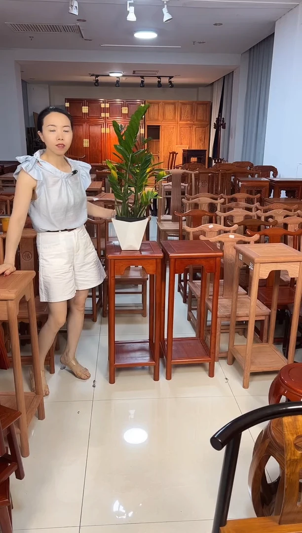 花梨木类家具一对成品明式花架