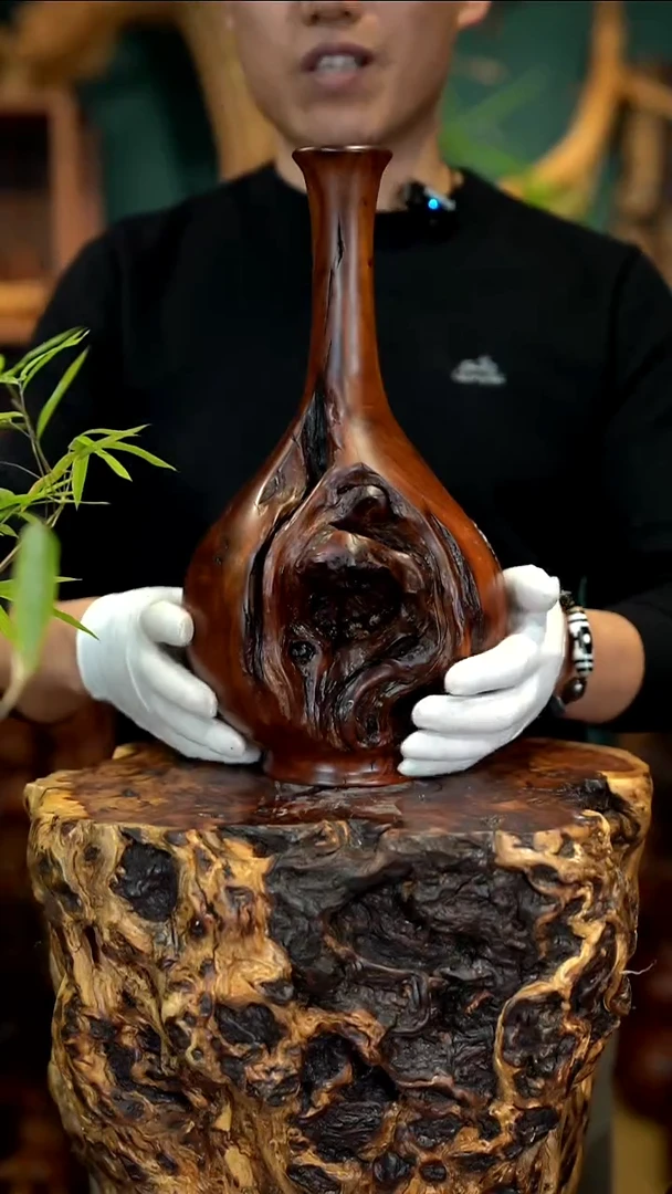 木雷击枣木富贵瓶