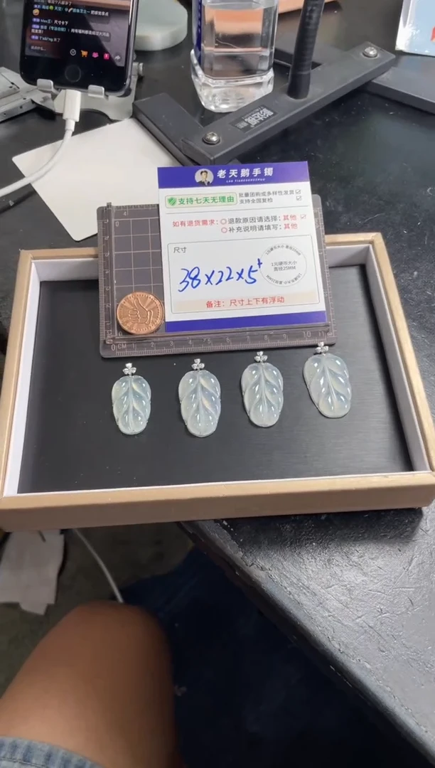 18K金镶嵌挂件翡翠叶子F13配链/多样性发其一ZBCP