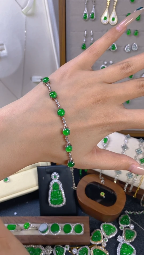 手链翡翠银S925镶嵌忆*啊多样性