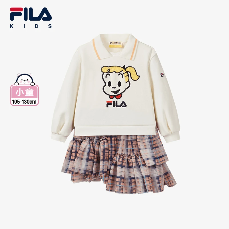 FILA斐乐儿童正品2024年秋冬季小童针织女童连衣裙K11G444303F