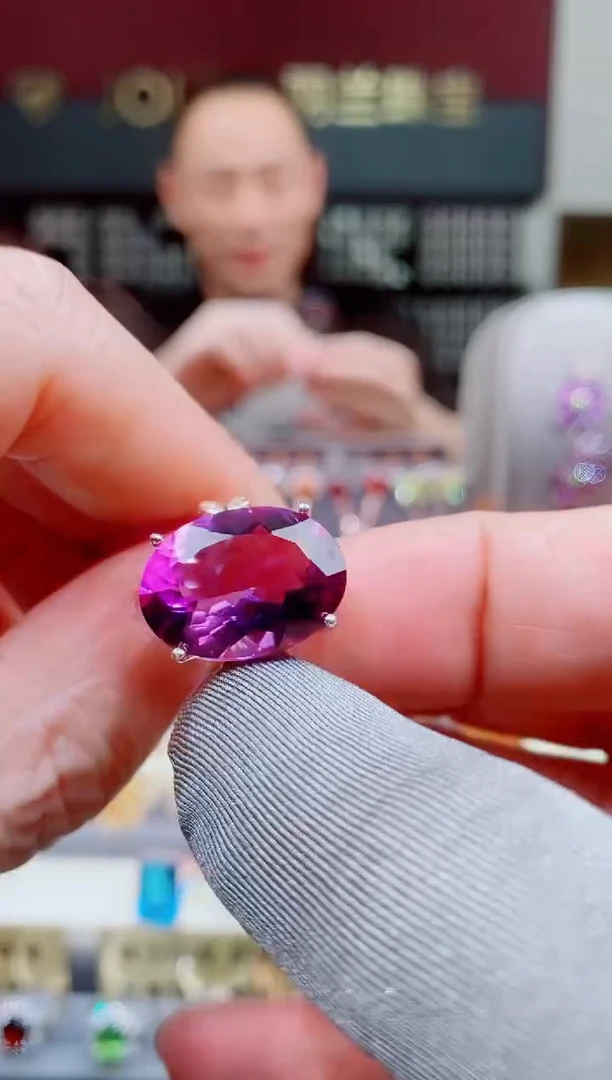 银S925镶嵌戒指紫晶紫晶戒子