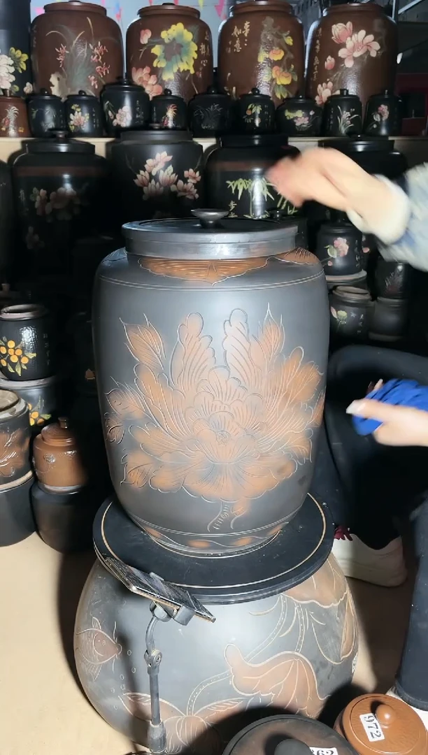 【闪购商品】壶瑕疵茶缸高50cm 002 牡丹花 外地