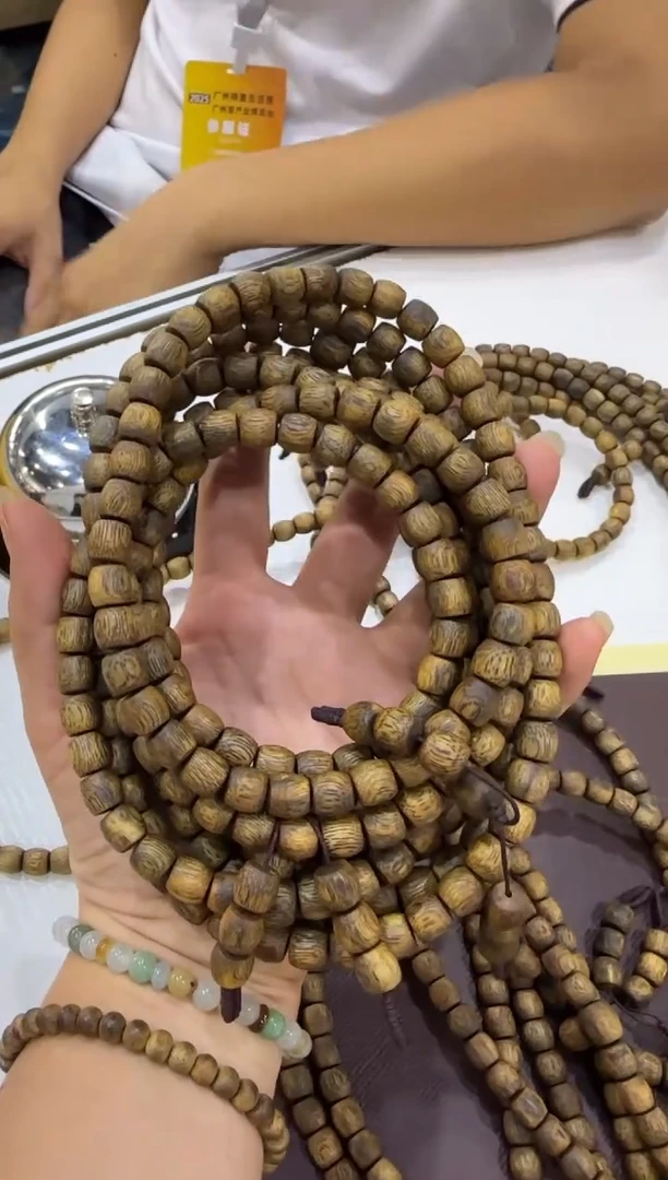 沉香手串99沉海南纯天然黄棋老料直纹鼓珠8mm108颗多样性发1