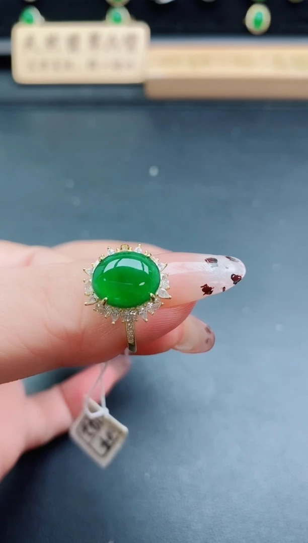 银S925镶嵌戒指翡翠1