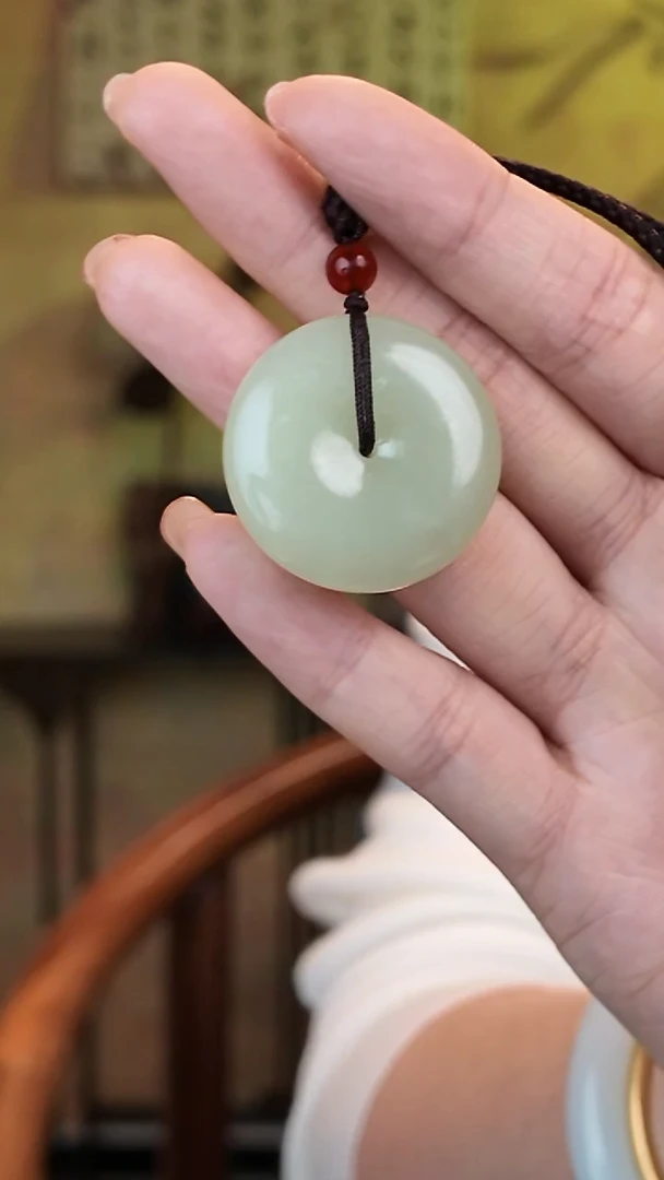 颈饰未镶嵌和田玉黄口平安扣丨32直径