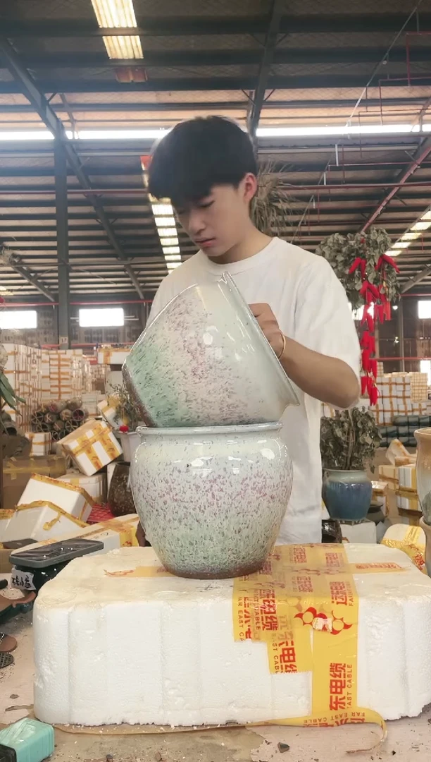 宜兴紫砂粗陶花盆20*19
