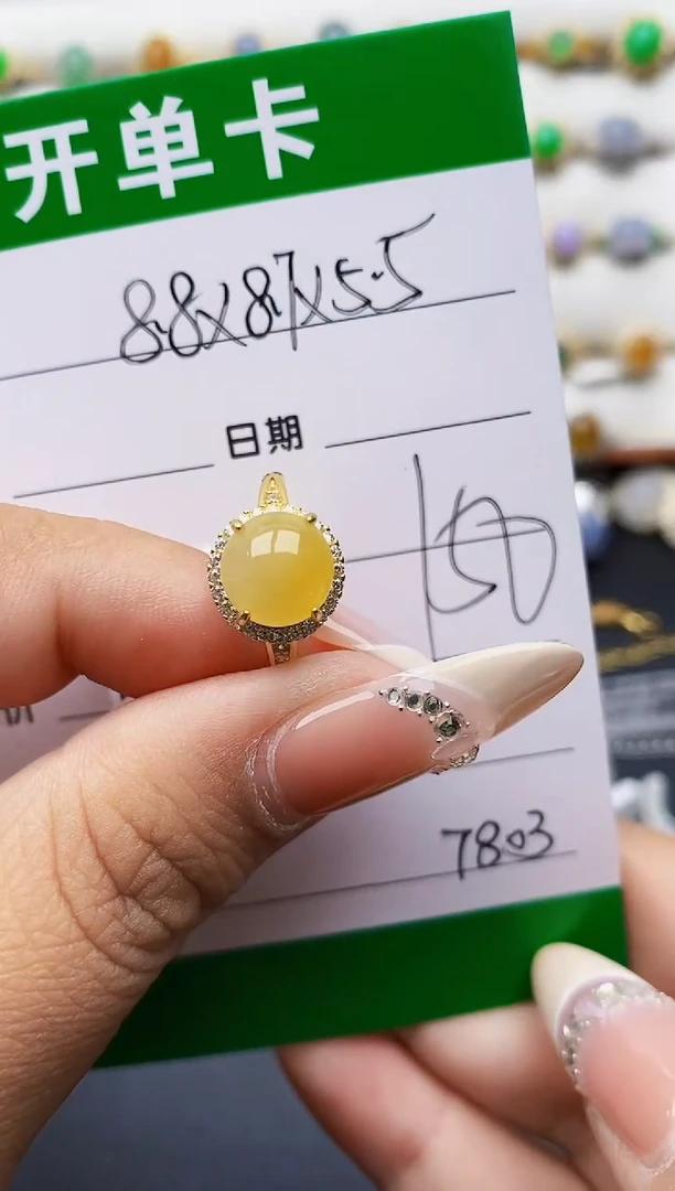 翡翠戒指银S925镶嵌7803