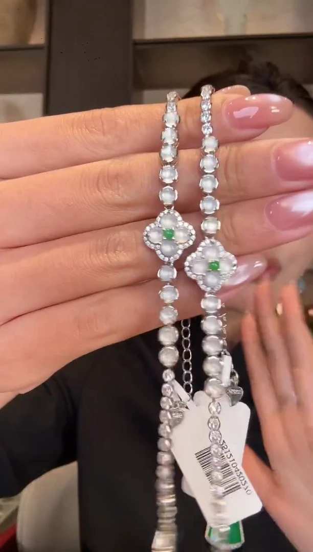 银S925镶嵌手链翡翠59多样性发其一