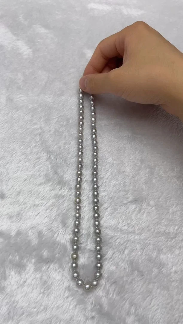 海水珍珠银S925镶嵌项链AK真多麻6.5-7mm