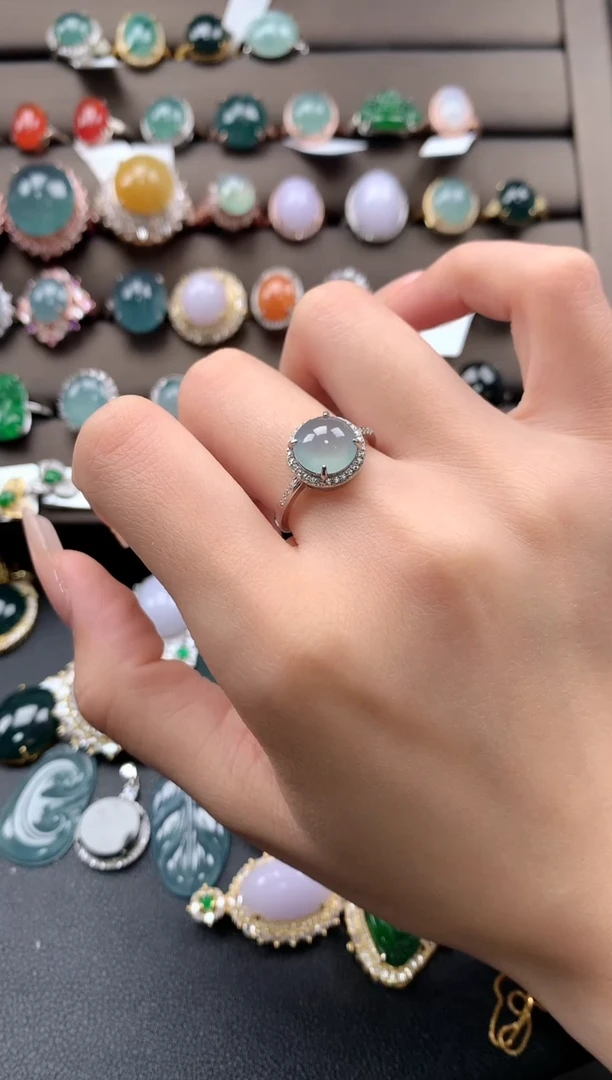 【闪购商品】翡翠戒指银S925镶嵌3455543543