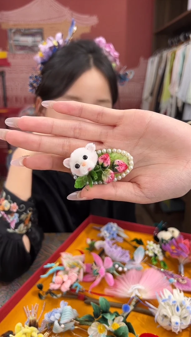 刺绣非遗绒花（发饰）