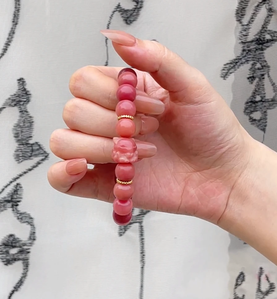 藕粉胖苹果枳花诗雨手串-10*9mm