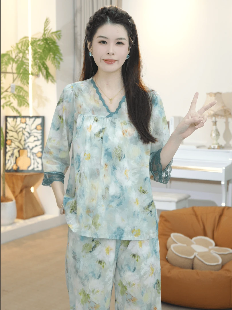 【纯棉时代】2025新款女士款舒适纯棉睡衣家居服薄款AYR