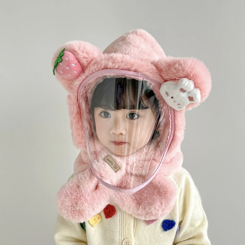 儿童帽子冬季男童女童防风面罩护耳套头帽宝宝户外保暖一体帽加厚