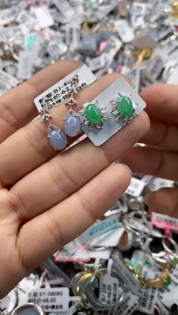 银S925镶嵌戒指翡翠666-----2