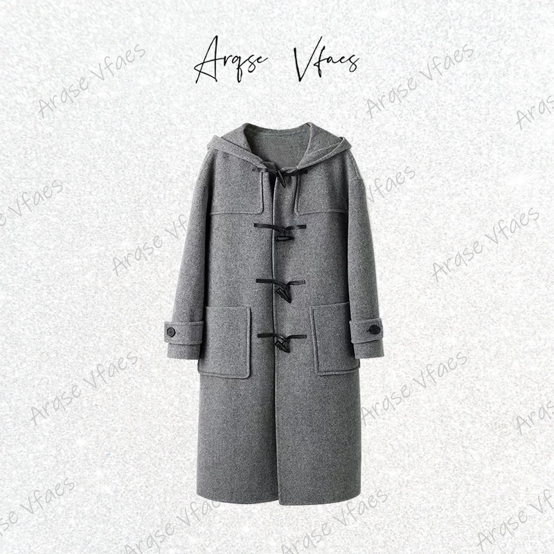 [ARQSEVFAES正品]—2025新款季休闲牛角扣羊毛双面呢大衣41022336